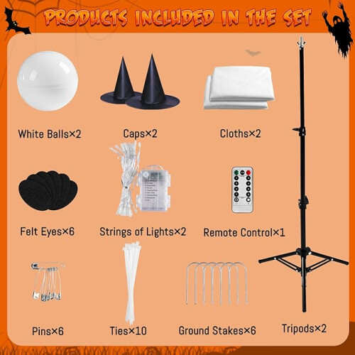 2Packs Halloween Decorations Outdoor Spooky Ghost Decor with Remote Control String Lights 1