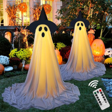 2Packs Halloween Decorations Outdoor Spooky Ghost Decor with Remote Control String Lights