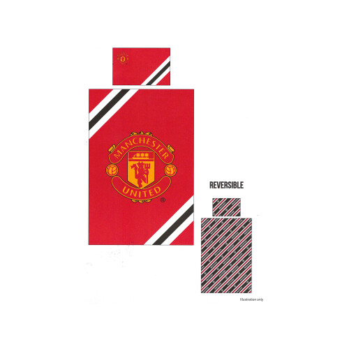 Man UTD Core Stripe Single Duvet and Pillow Case Set