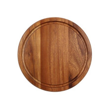 25cm Round Acacia Wood Bread Board - Durable 2cm Thick with Indented Handles for Serving