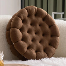 (Chocolate) Japanese Korean Creative Sandwich Biscuit Throw Pillow Round Cute Sofa Decoration Cushion Office Window Lunch Chair Cushion