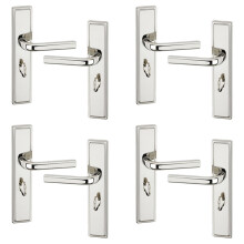 (4x Polished Nickel Bathroom) 6/4Pcs Westminster Metal Door Lever Handles Set, Fire, Stain Scratch-Resistant for All Type Interior Exterior Door w/ Easy Install Tool for Multipack