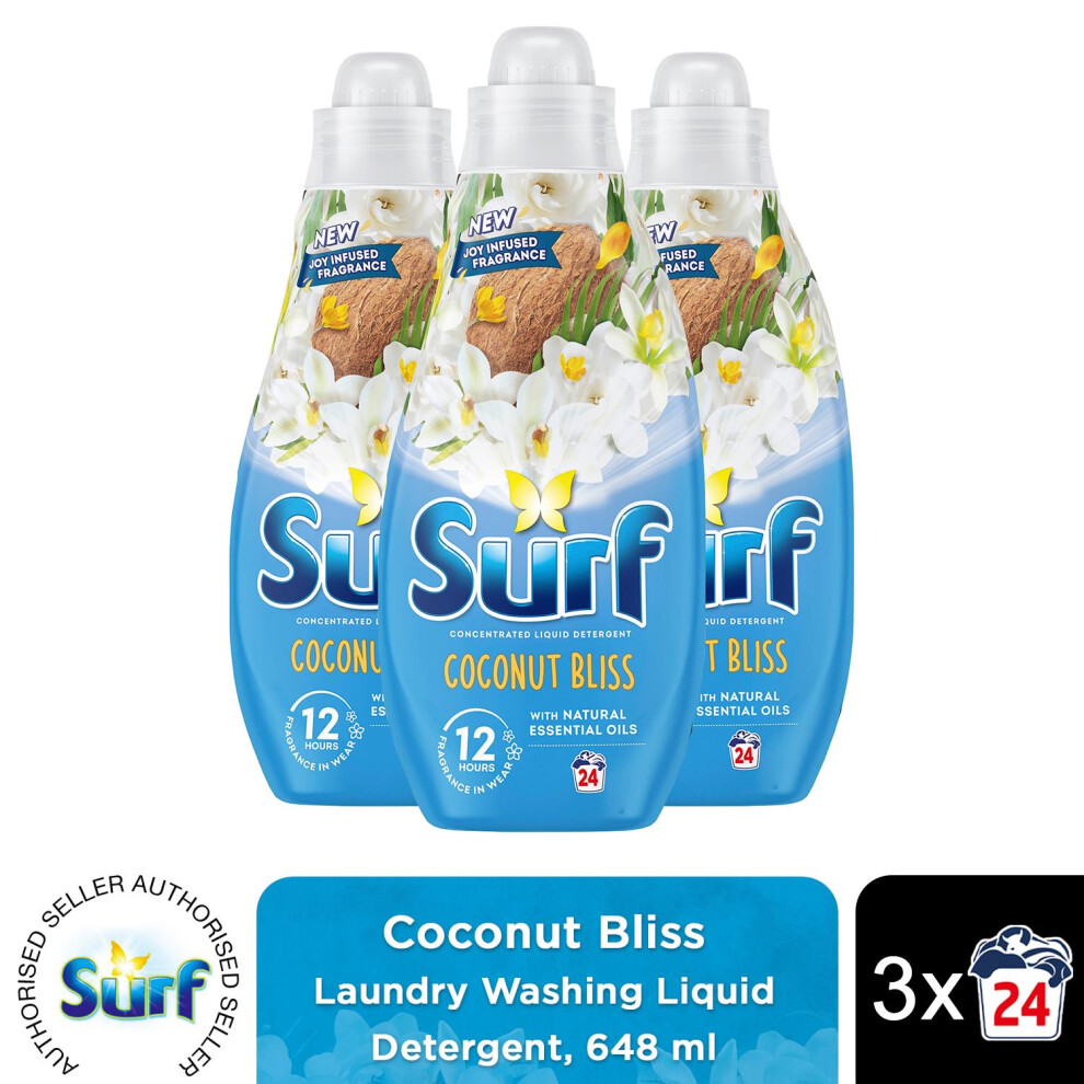Surf (Buy 3) Laundry Detergent Coconut Bliss 648Ml, 2Or3pk