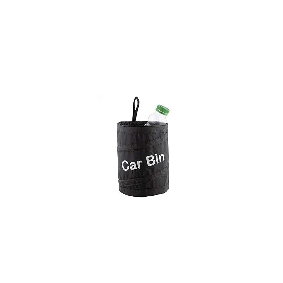 Car Bin Container With Cover, Portable Folding Car Trash Can Black 6099038912939