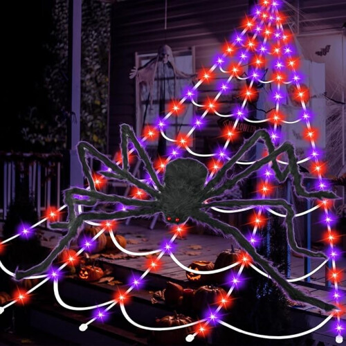 135 LED 16.4ft Spider Webs Halloween Decorations Lights