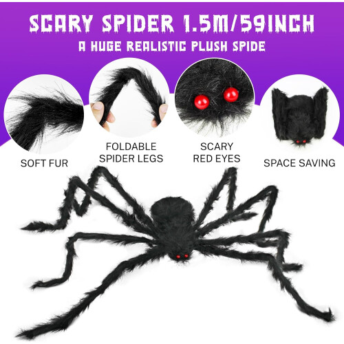 135 LED 16.4ft Spider Webs Halloween Decorations Lights 2