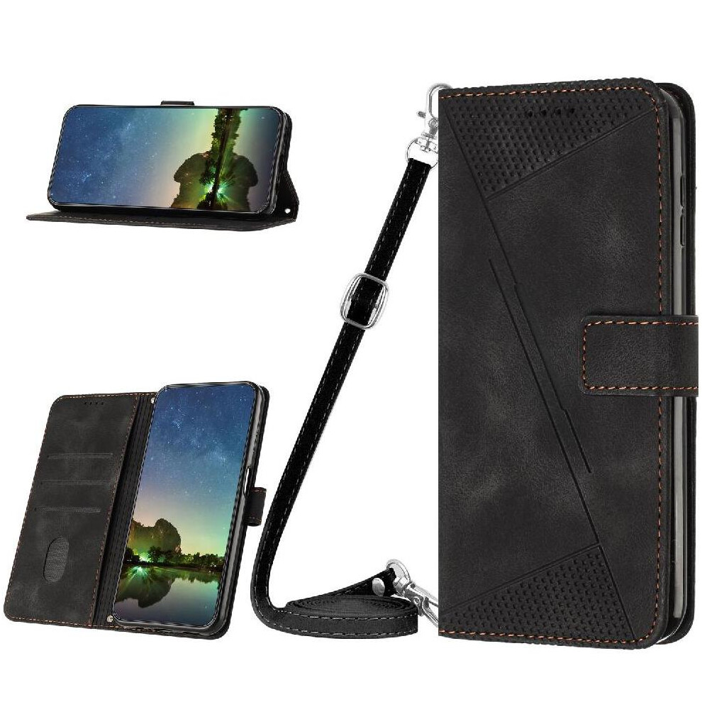 (Black) Phone Case For Samsung Galaxy Z Fold 6 5G Detachable Lanyard Card Slot Leather Handbag Kickstand Black 764762780647