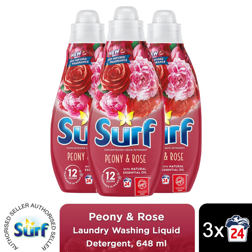 (Buy 3) Surf Laundry Detergent Peony & Rose 648ml 2 or 4pk