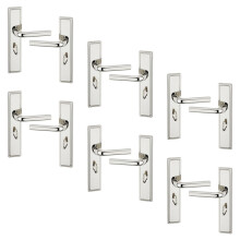 (6x Polished Nickel Bathroom) 6/4Pcs Westminster Metal Door Lever Handles Set, Fire, Stain Scratch-Resistant for All Type Interior Exterior Door w/ Easy Install Tool for Multipack