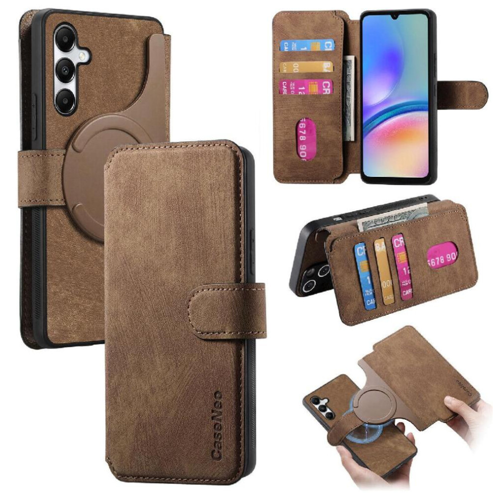 (Brown) Flip Case For Samsung Galaxy A05s Card Stand Wallet Retro Magnet Shielding Material Brown 764762783327