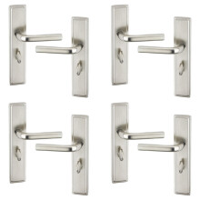 (4x Satin Nickel Bathroom) 6/4Pcs Westminster Metal Door Lever Handles Set, Fire, Stain Scratch-Resistant for All Type Interior Exterior Door w/ Easy Install Tool for Multipack