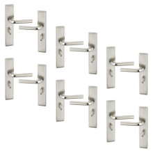 (6x Satin Nickel Bathroom) 6/4Pcs Westminster Metal Door Lever Handles Set, Fire, Stain Scratch-Resistant for All Type Interior Exterior Door w/ Easy Install Tool for Multipack