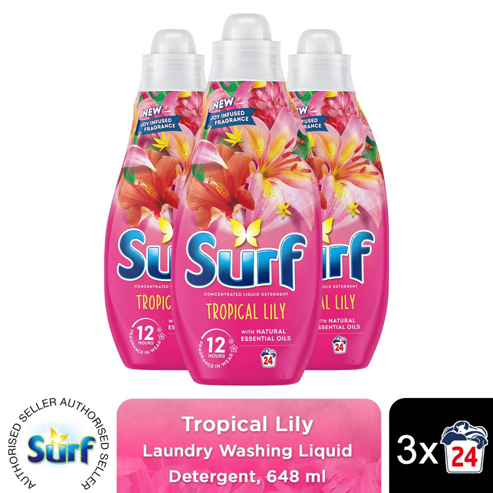 (Buy 3) Surf Laundry Detergent Tropical Lily 648ml, 2or3pk