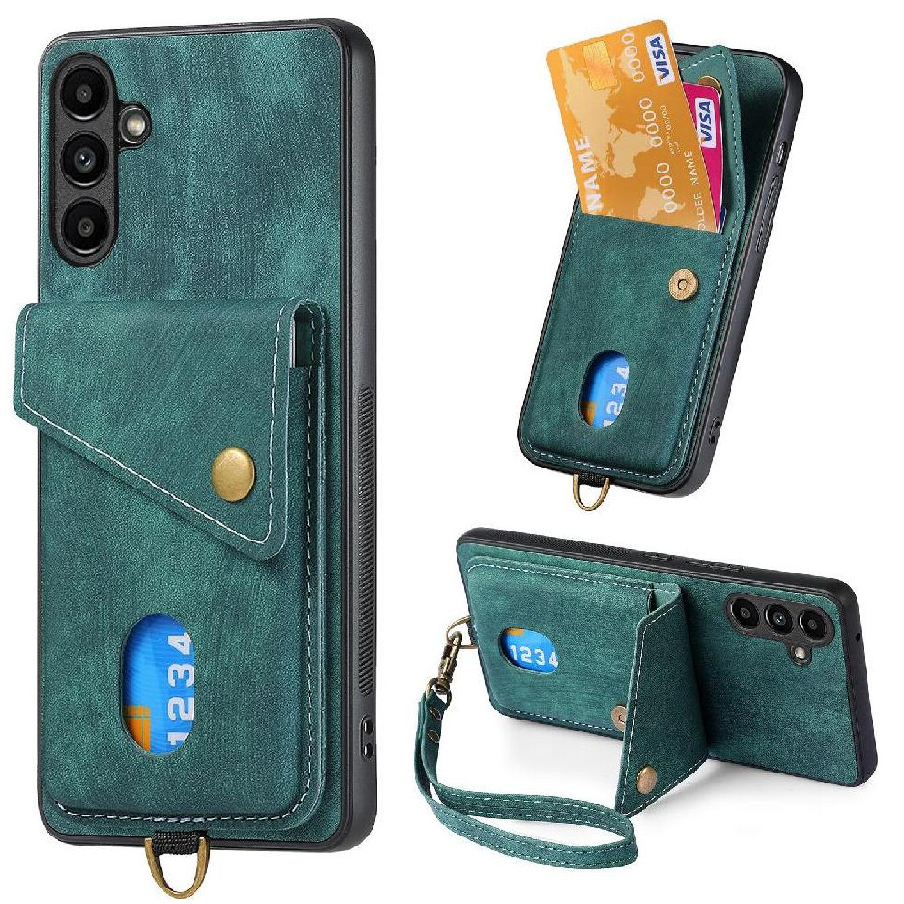 (Green) Case For Samsung Galaxy A14 4G/5G Card Slot Premium Leather Detachable Lanyard Magnetic Closure Multifunctional Green 764762785819