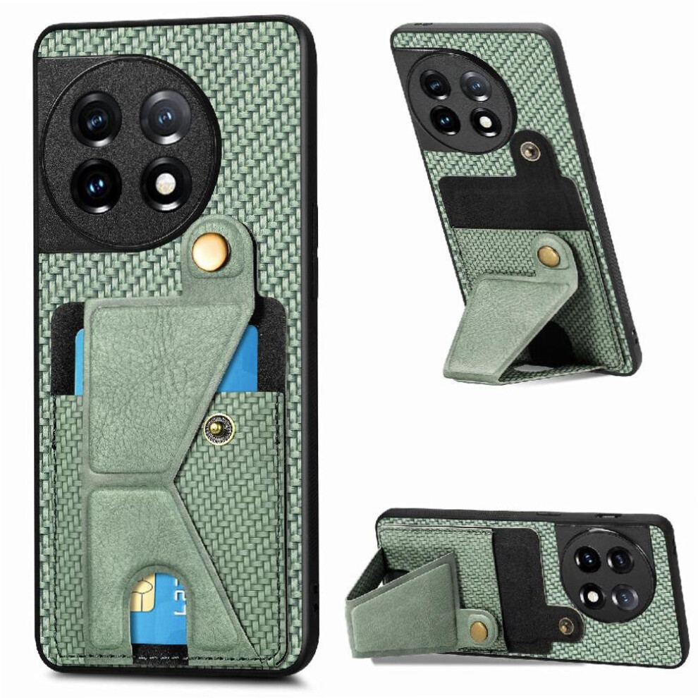 (Green) Case For Oneplus 11 Bracket Stand Function Magnetic Design Cardholder Green 764762788100
