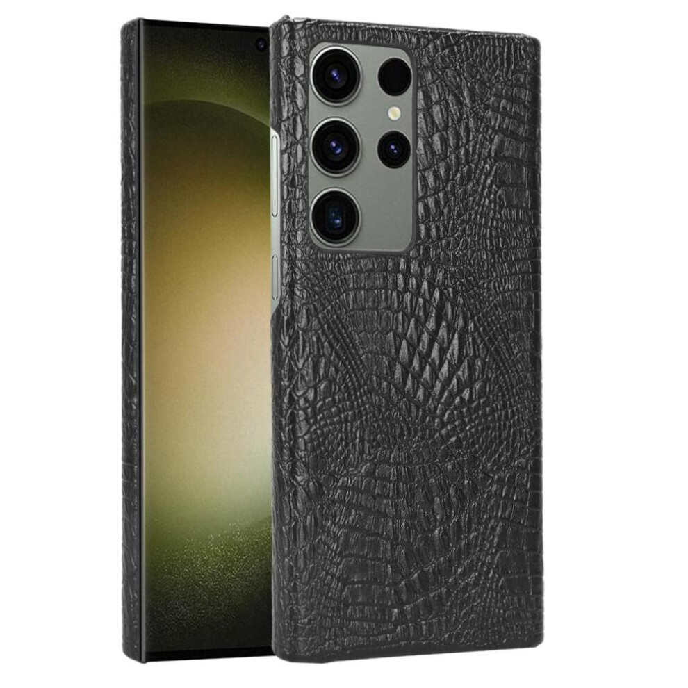 (Black) Stylish Classic Case For Samsung Galaxy S23 Ultra Anti Scratch Classic Alligator Fashion Compatibility Protective Cover Black 764762788544