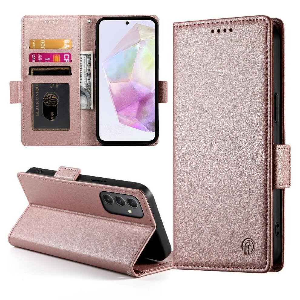 (Pink) Flip Case For Samsung Galaxy A35 Card Slots Daily Use Business Wallet Flip Pink 764762789459