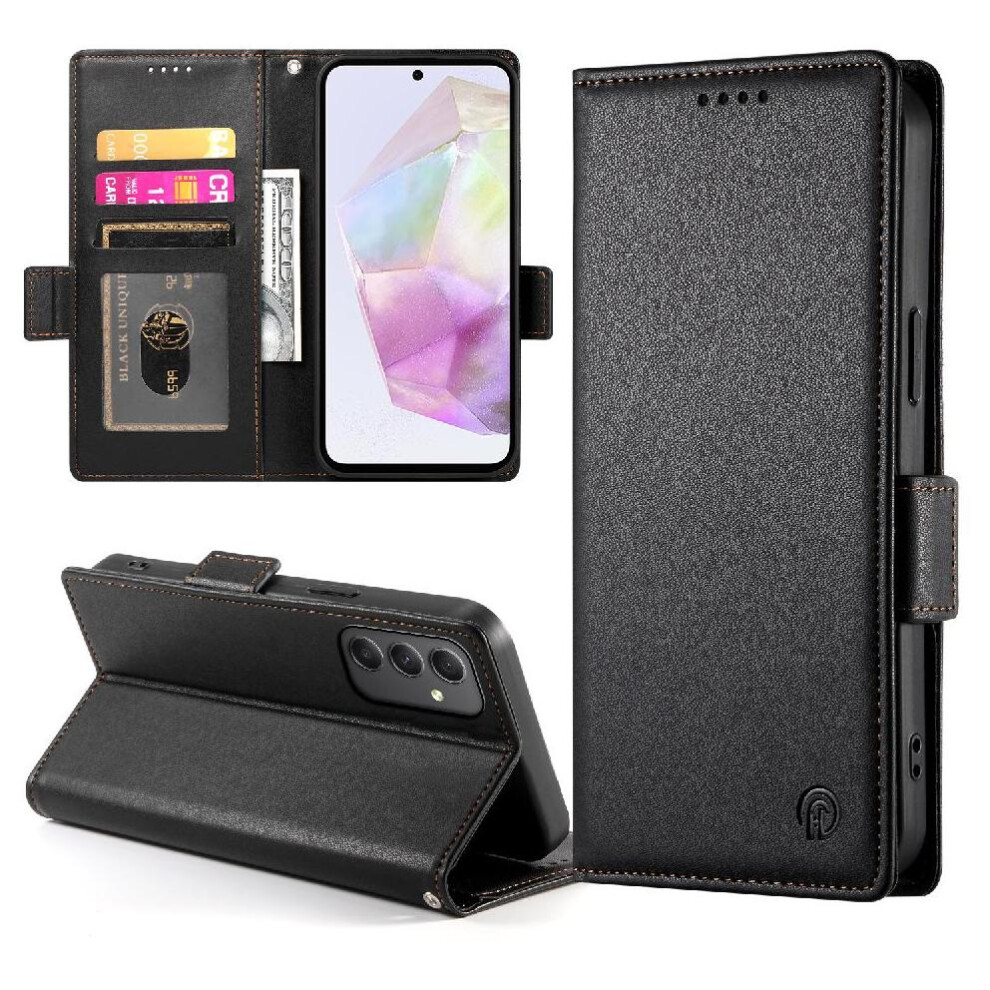 (Black) Flip Case For Samsung Galaxy A35 Card Slots Daily Use Business Wallet Flip Black 764762789466