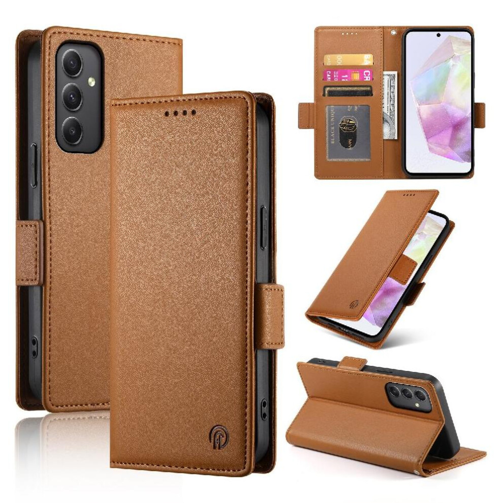 (Brown) Flip Case For Samsung Galaxy A35 Card Slots Daily Use Business Wallet Flip Brown 764762789527