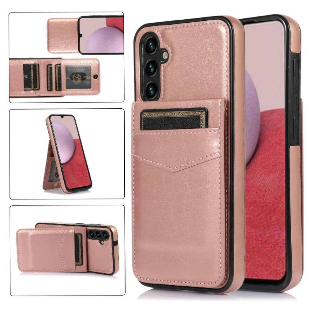 (Pink) Compatible With Samsung Galaxy A35 5G Card Holder Magnetic Clasp Kickstand With Credit Premium Leather Case Wallet Pink 764762789862
