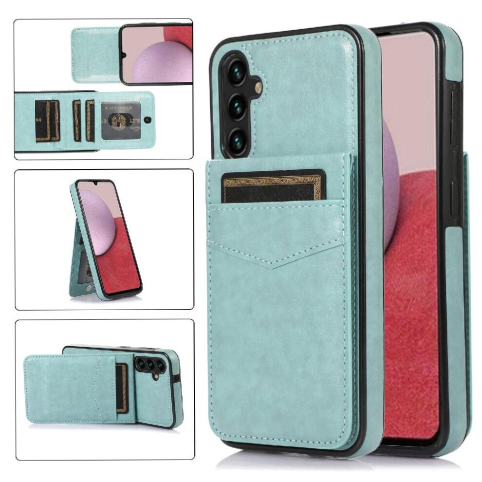 (Green) Compatible With Samsung Galaxy A35 5G Card Holder Magnetic Clasp Kickstand With Credit Premium Leather Case Wallet Green 764762789855