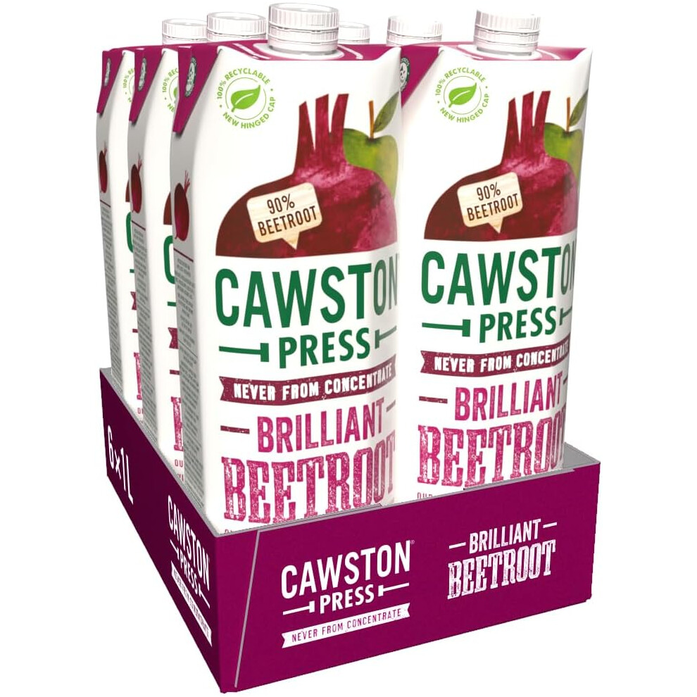 Cawston Press Brilliant Beetroot Pressed Juice, 1 l, Pack of 6 (Packaging may vary)