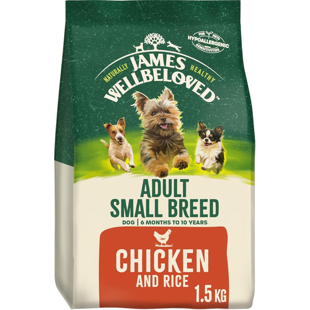 James Wellbeloved Adult Small Breed Chicken and Rice 1.5 kg Bag, Hypoallergenic Dry Dog Food