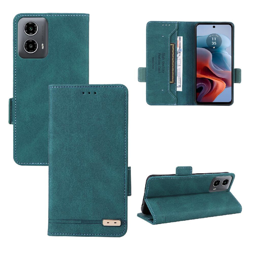 (Green) Case For Motorola Moto G34 5G Leather Folio Flip Case Magnetic Carbon Fiber Full Protection Card Insertion With Card Holder Kickstand Green 764762791223