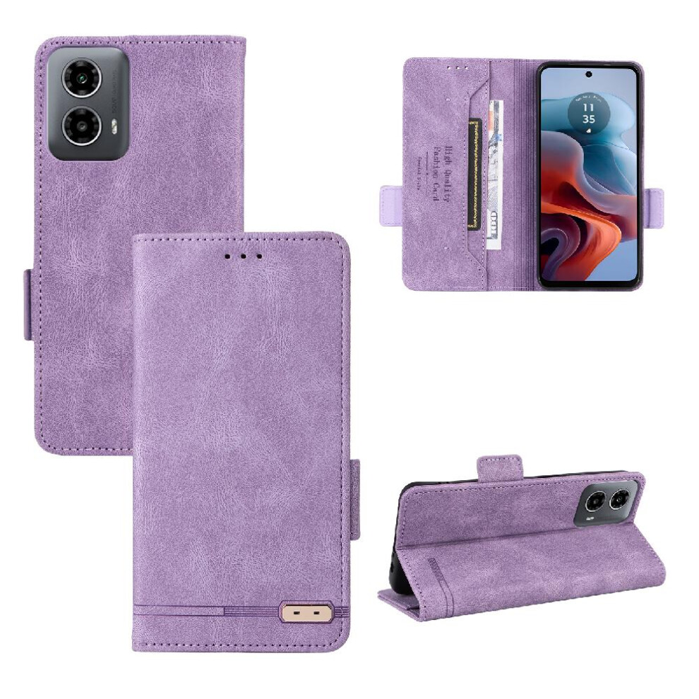 (Purple) Case For Motorola Moto G34 5G Leather Folio Flip Case Magnetic Carbon Fiber Full Protection Card Insertion With Card Holder Kickstand Purple 764762791254