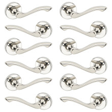 (6x Polished Nickel Rose) 4/6Pcs Kensington Metal Door Lever Handles Set, Fire, Stain Scratch-Resistant for All Type Interior Exterior Doors w/ Easy Install Tool for Multipack