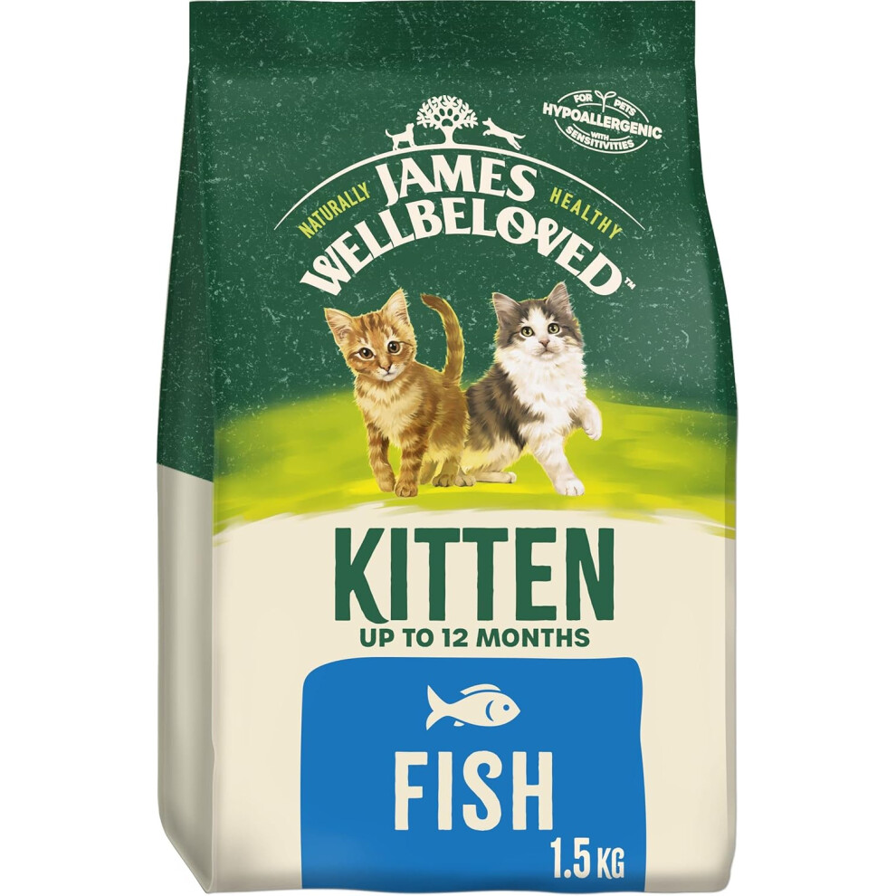 James Wellbeloved Junior Fish 1.5 kg Bag, Hypoallergenic Kitten Dry Cat Food