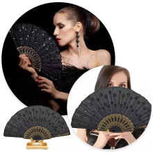 Vintage Style Handheld Silk Folding Fan Women For All Occasions