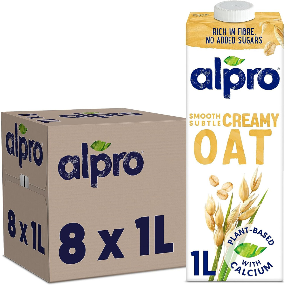 Alpro Oat Plant-Based Long Life Drink, Vegan & Dairy Free, 1L (Pack of 8)