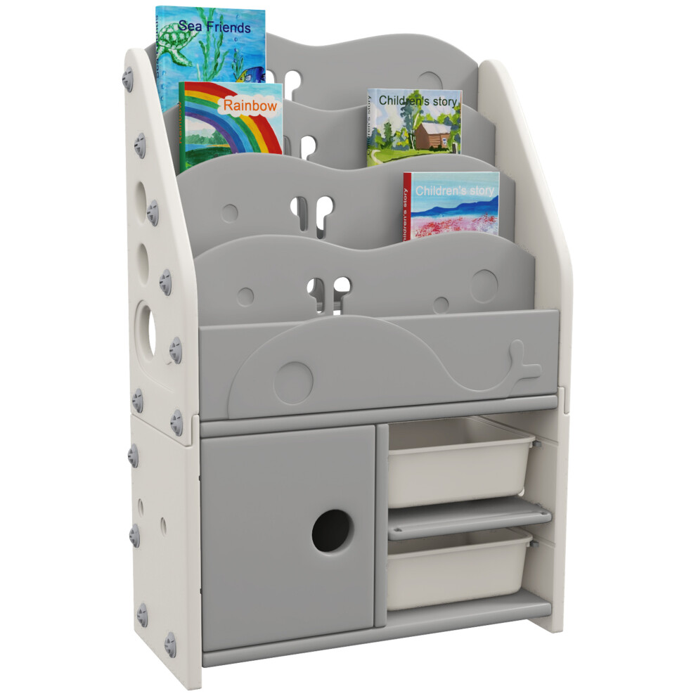 AIYAPLAY Kids Storage Units With 2 Storage Boxes, 67 X 29 X 98cm, Light Grey