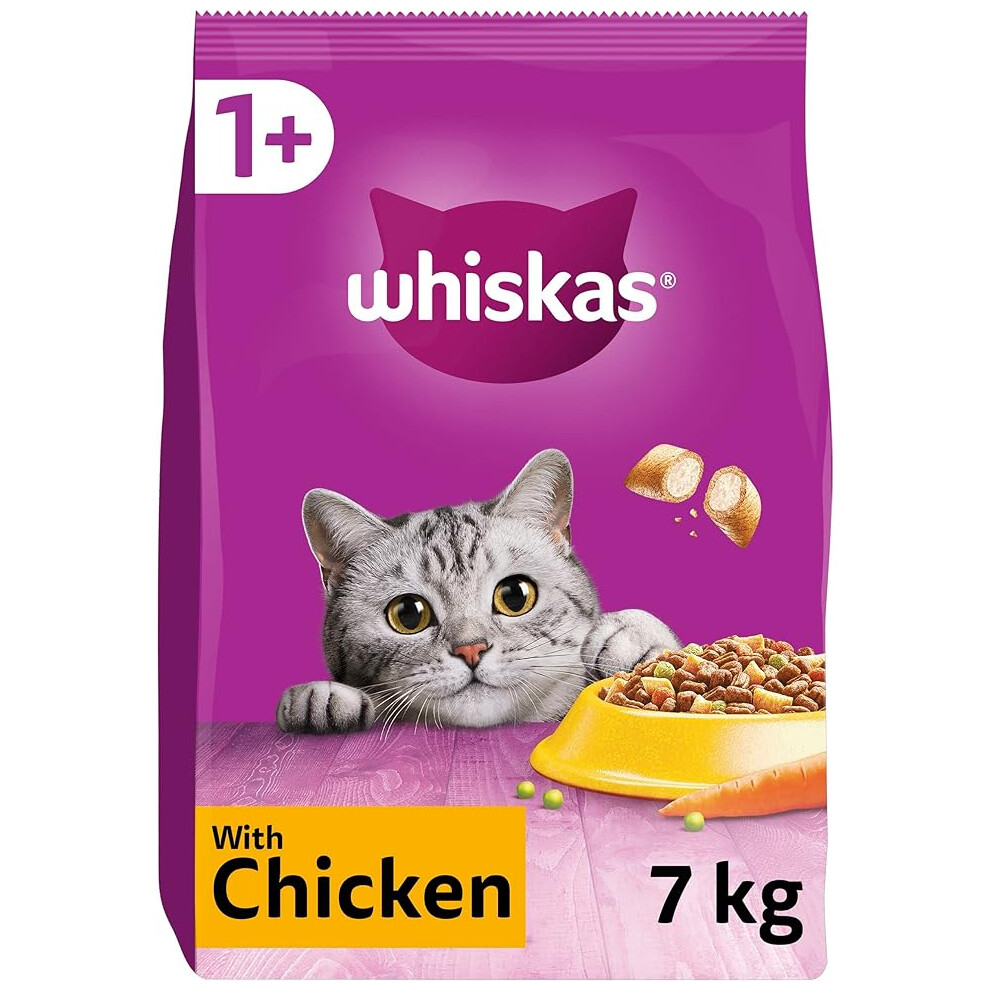 Whiskas 1+ Adult Chicken, Adult Dry Cat Food , 7 kg ( Pack of 1)