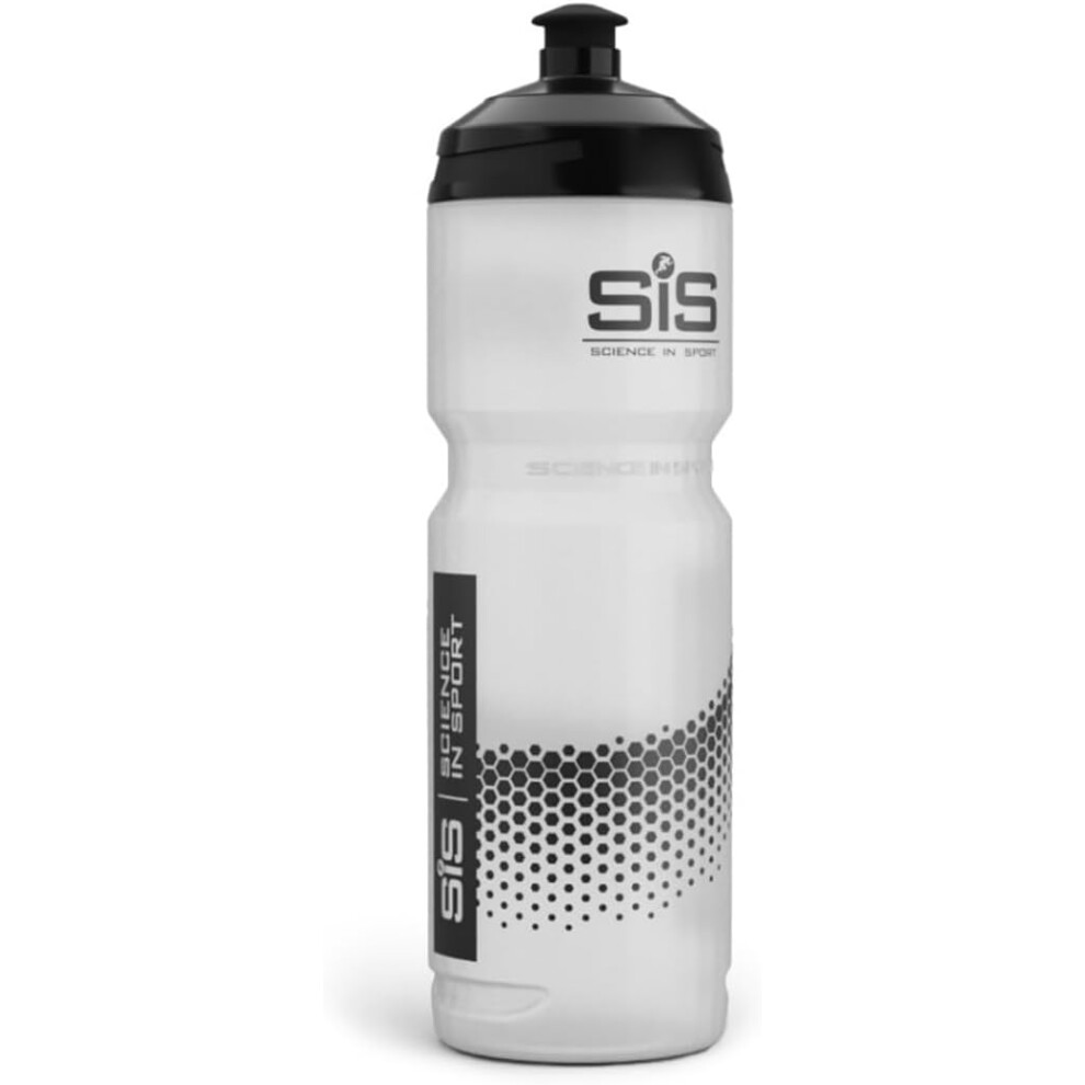 Science In Sport SIS Clear Sports Water Bottle, Plastic Water Bottle, Black Logo, Transparent Colour, 800 ml