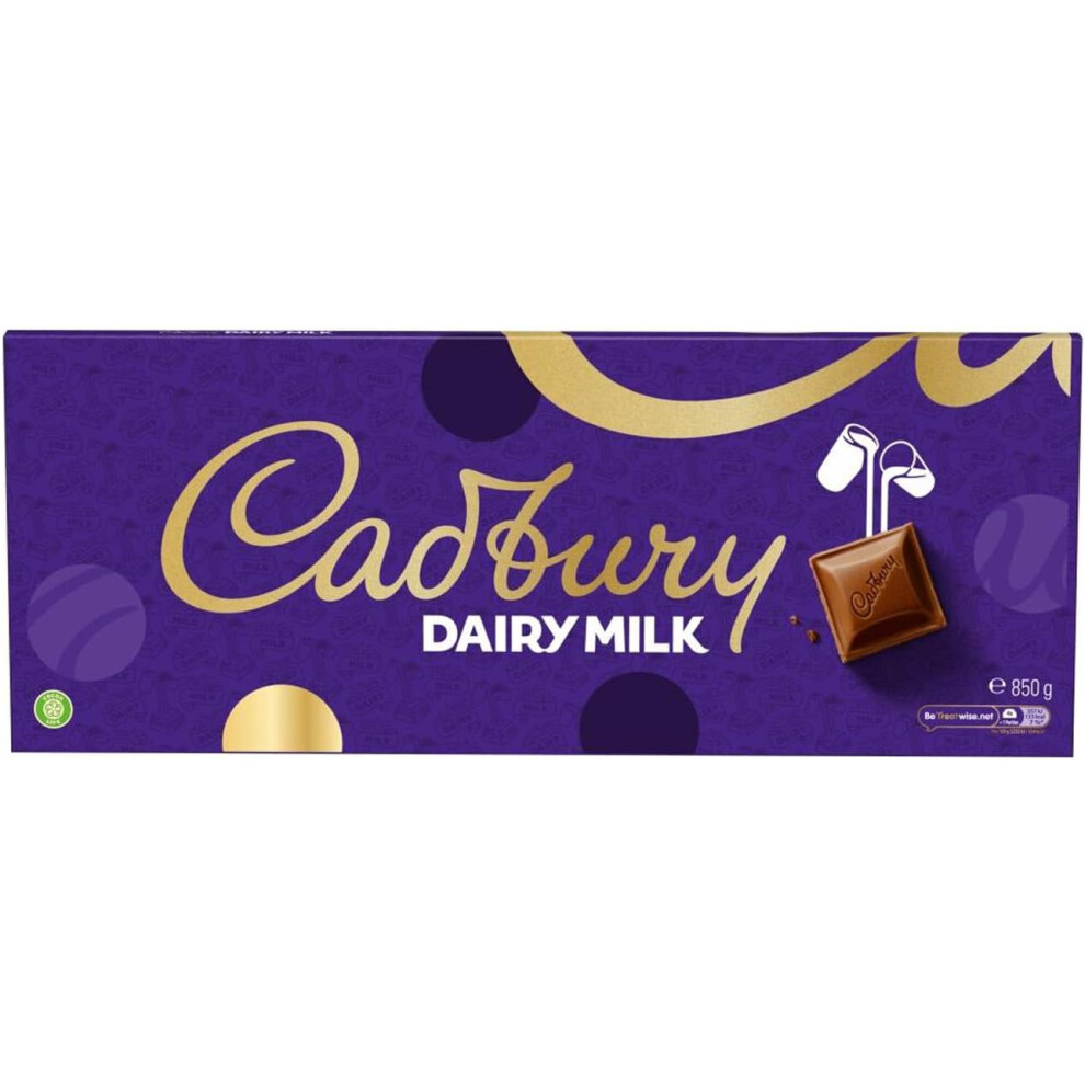 Cadbury Dairy Milk Chocolate Gift Bar, Extra-Large, Rich Taste, Suitable for Vegetarians, Sustainable Cocoa, 850 g