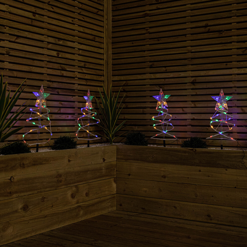 Light/White 45Cm Set Of 4 Up Spiral Christmas Tree Garden Path S With 100 Multi-Coloured Leds - Image 2