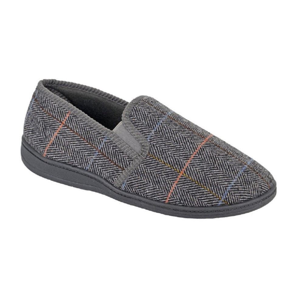(UK Size 14) Zedzzz KENNY MS404 Men's Classic Comfort Casual Slip On Herringbone Slippers