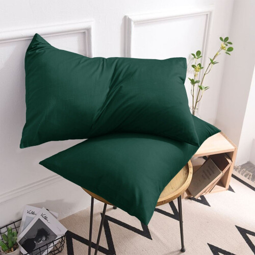 (Emerald Green Plain) Plain Pillowcases Pair Stripe & Silk Pillow Covers