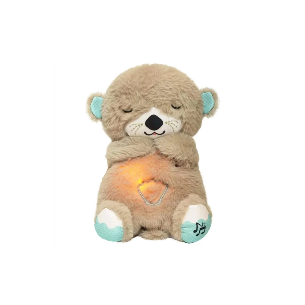 Closkye (Khaki Otter) Newborn Breathing Bear Baby Soothing Otter Plush Doll Toy Baby Kids Soothing Music Baby Sleep Companion Humanoid Doll Toy Gift