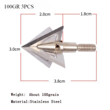 (3pcs, J1) 3pcs Broadheads 100gn-125gn Arrows Tips Arrow Heads for Archery Hunting Apply To Compound Bow