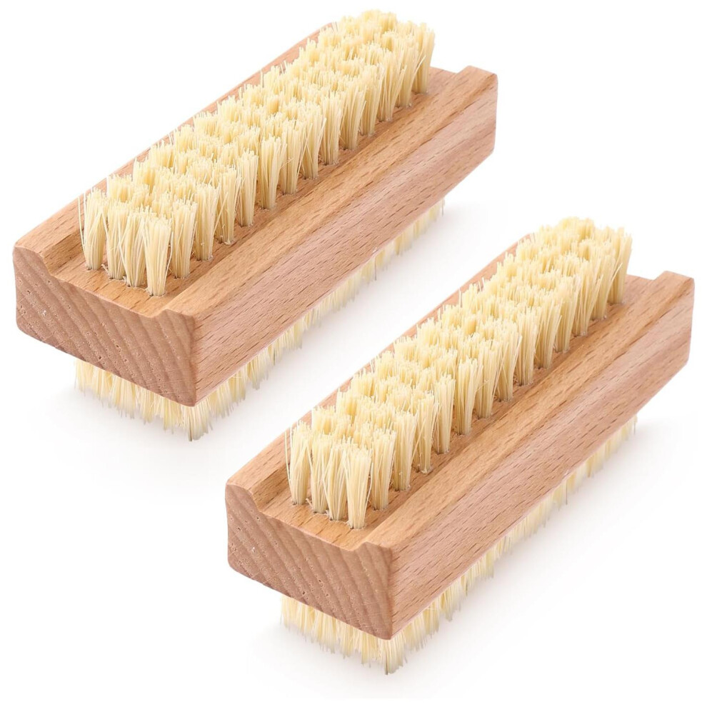 (Set of 2) GEEZY Double Sided Wooden Nail Scrubbing Brushes Soft Bristles Heavy Duty Nail Brushes