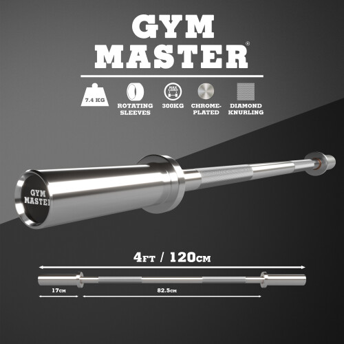 (4ft Olympic) GYM MASTER 2" Diameter Olympic Barbell with Spring Clip Collars 2