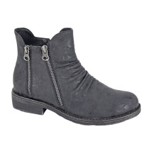 (UK Size 7, Black Floral) Cipriata Agatina L536 Ladies Memory Foam 3 Zip Flower Printed Casual Ankle Boots