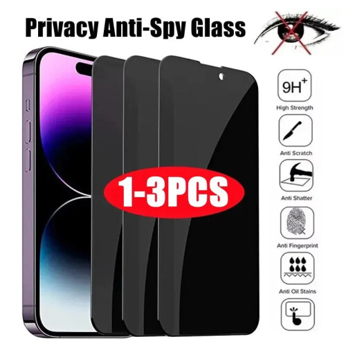 (3PCs, For iPhone 14Pro 15) Full Cover Privacy Glass Screen Protector For iPhone