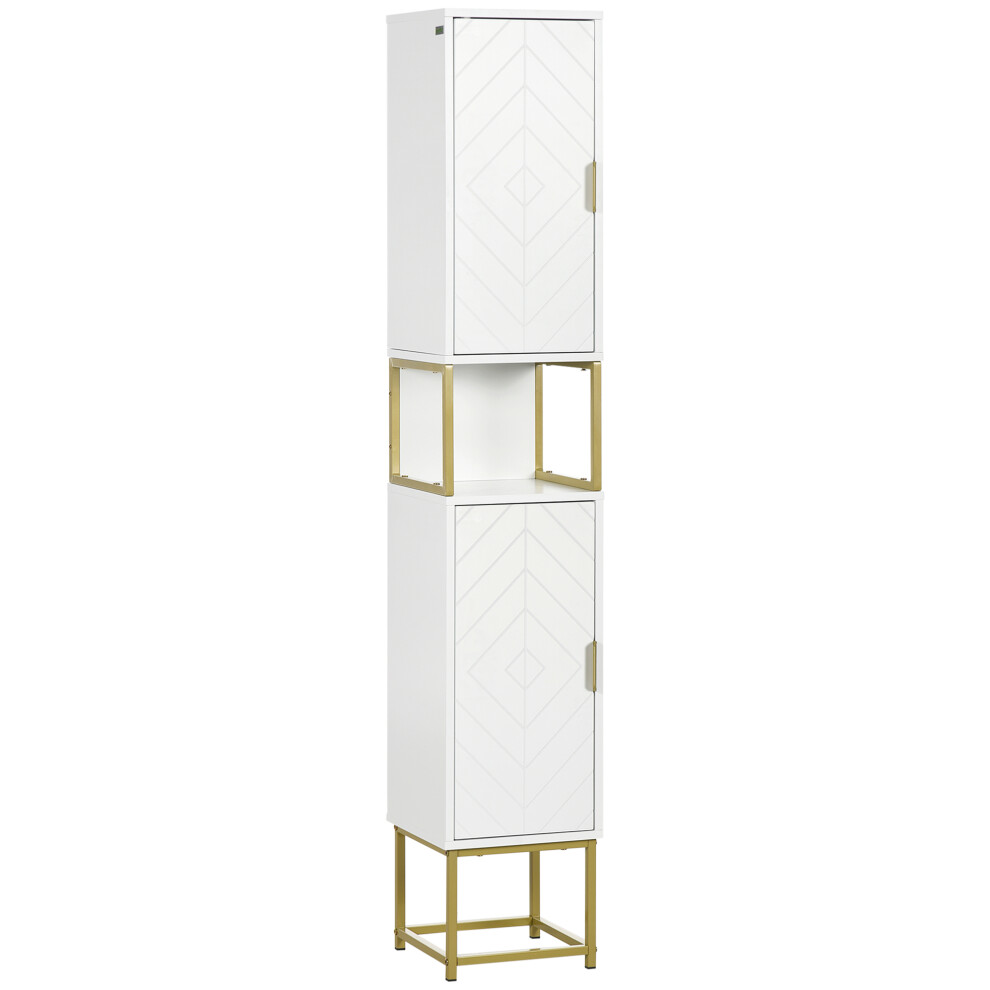 Narrow Bathroom Storage Cabinet With Open Shelf Adjustable Shelf