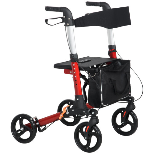 Homcom HOMCOM Folding Rollator Walker w/ Seat Storage Bag Adjustable Handle for Seniors