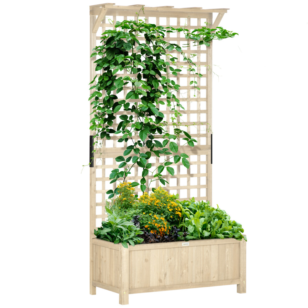 Wood Planter With Trellis For Climbing Plants Vines Planter Box Natural