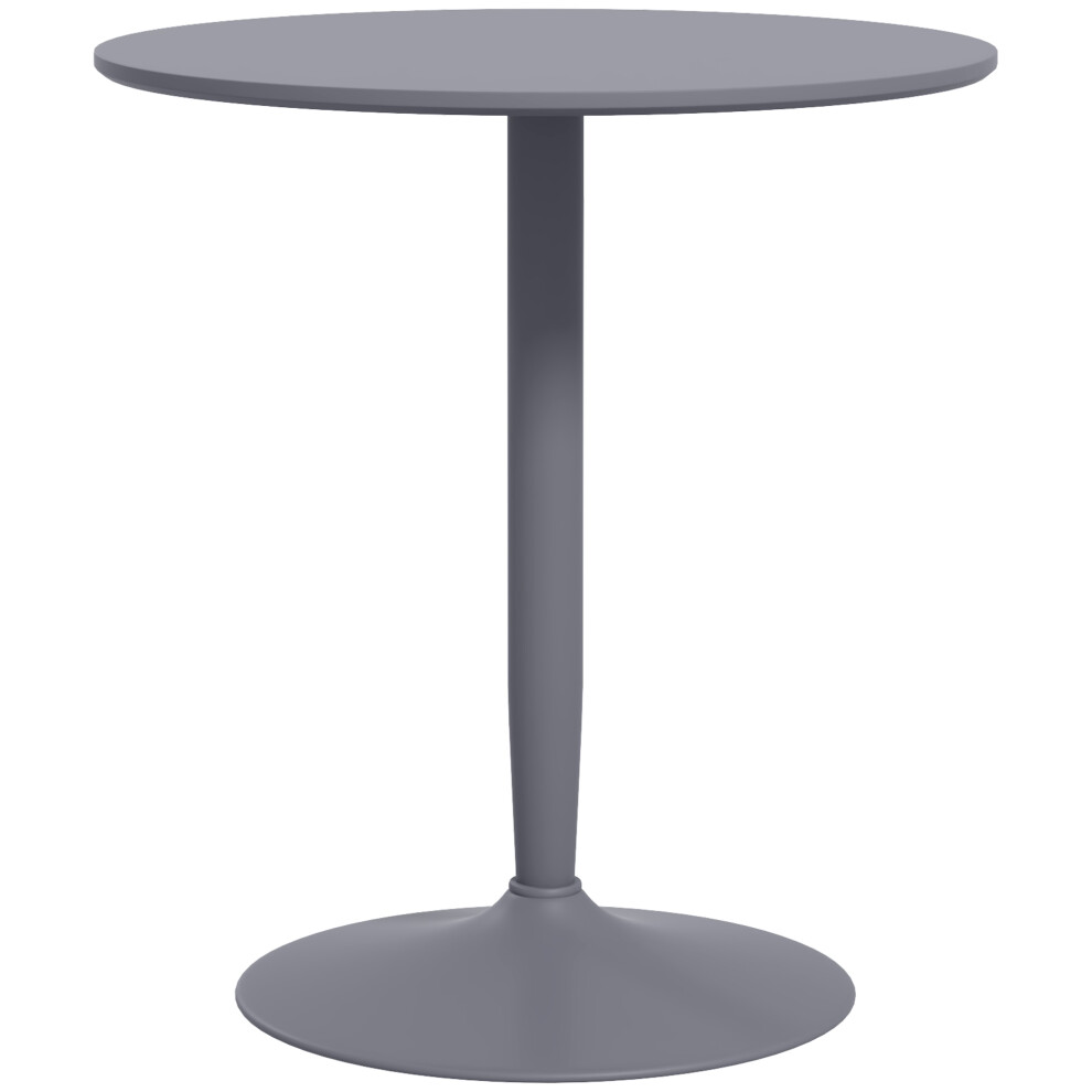 Round Dining Table w/ Steel Base, Non-slip Pad For Living Room Grey